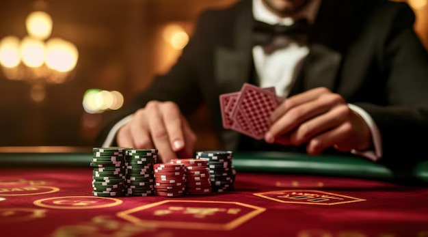 angka AduQ table interface showing card hands and betting controls